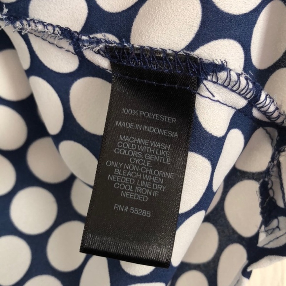 Express Blue & White Polka Dot Button Down Blouse - Picture 7 of 8